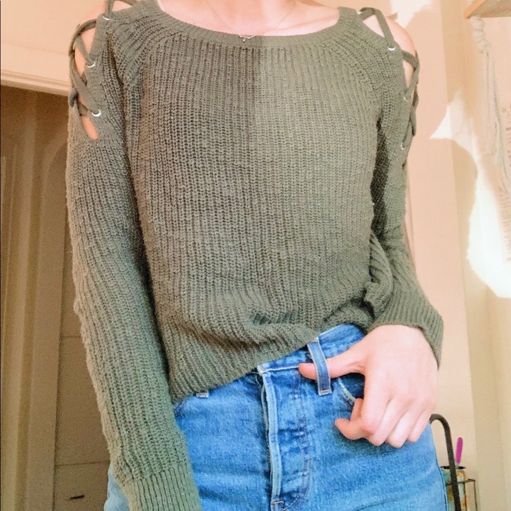 green sweater